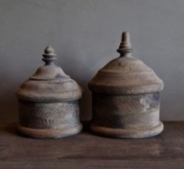 Houten pot met deksel hippe 20x25cm