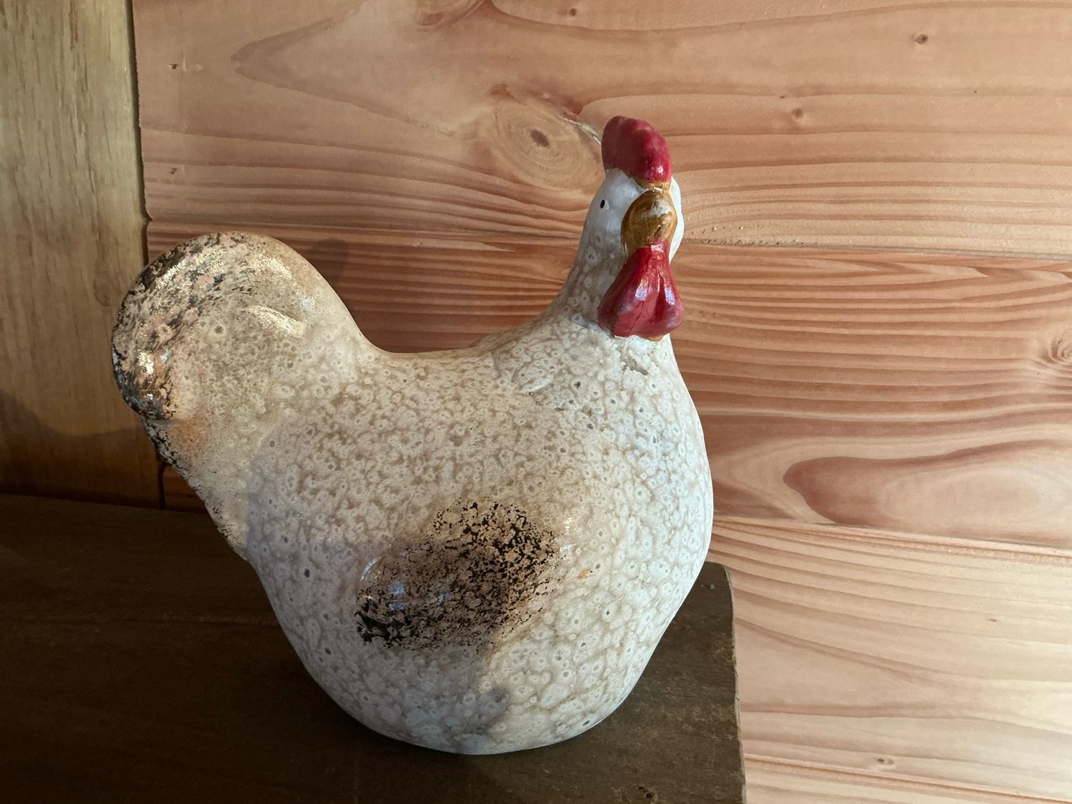 Kip wit - beige 18x18cm