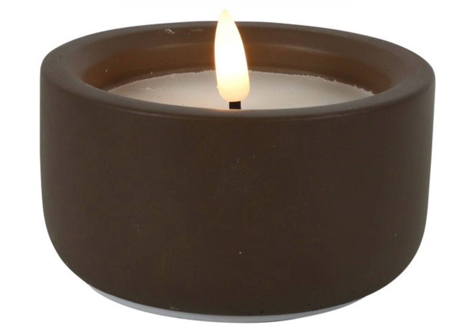 Kaars i/pot LED ro Lyonie S bruin-10x10x6CM