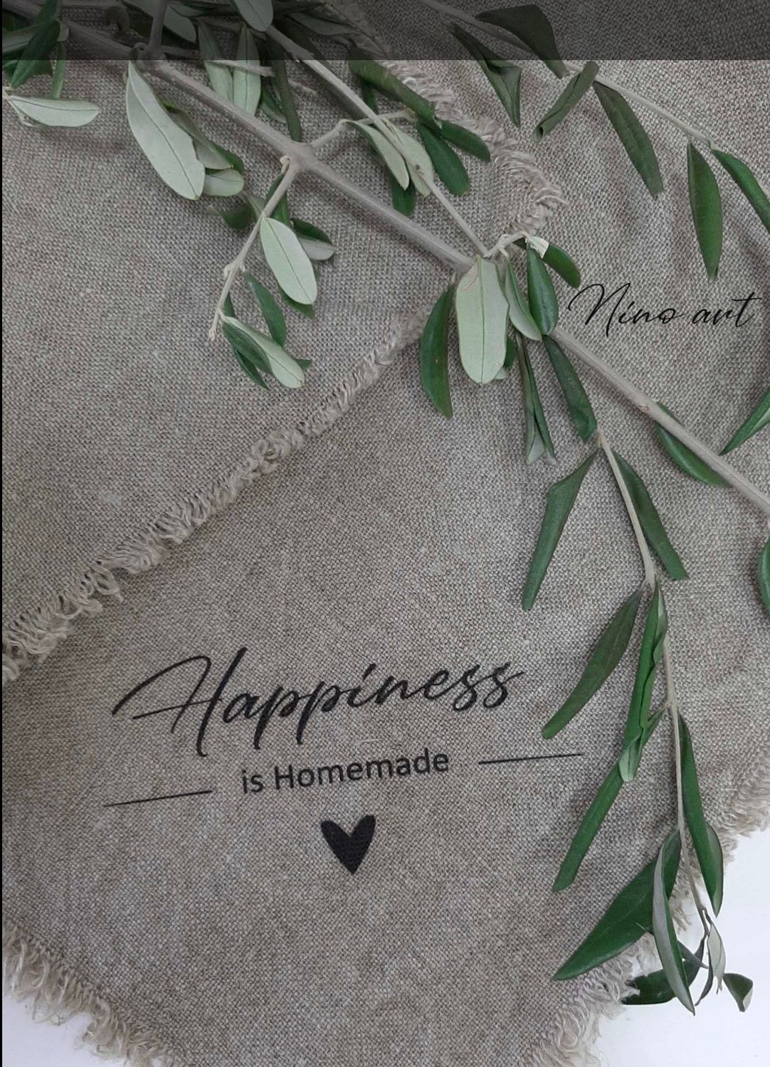 Shabby doek Happiness 50x50cm met zeiloog