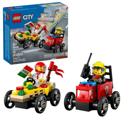 LEGO 60458 - LEGO City Raceautopakket: pizzabestelwagen vs. brandweerauto