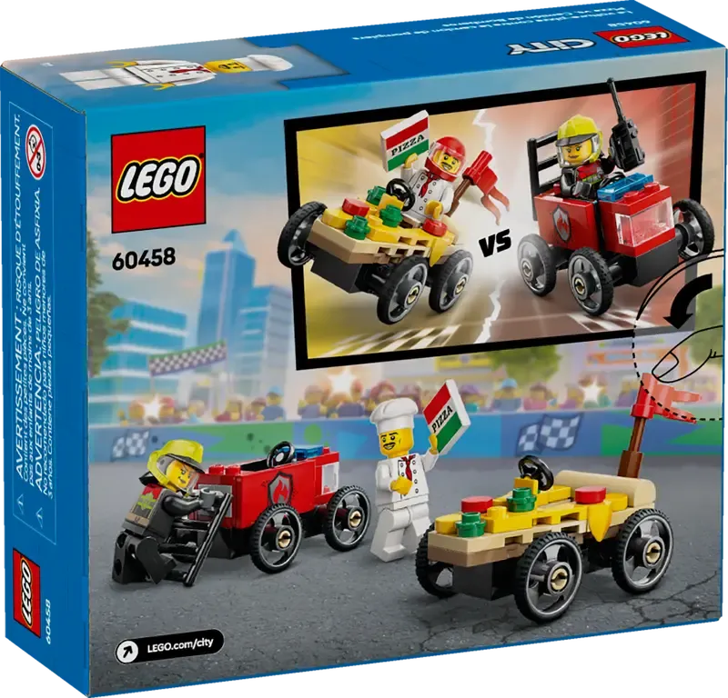 LEGO 60458 - LEGO City Raceautopakket: pizzabestelwagen vs. brandweerauto