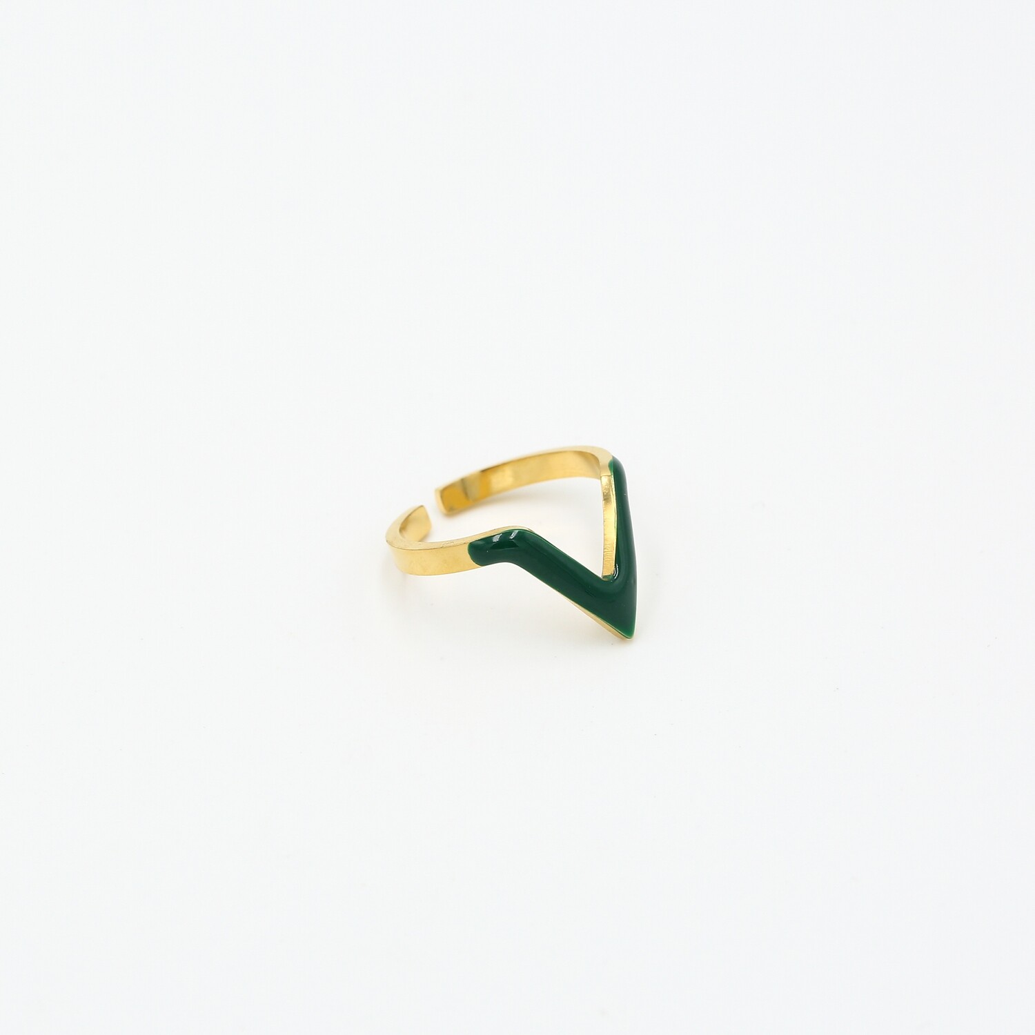 Green V shape ring