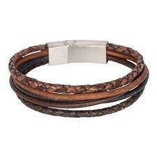 Lederen Brace armband bruin/zwart