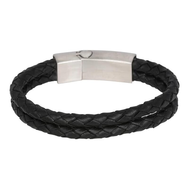 Lederen Brace armband zwart heren