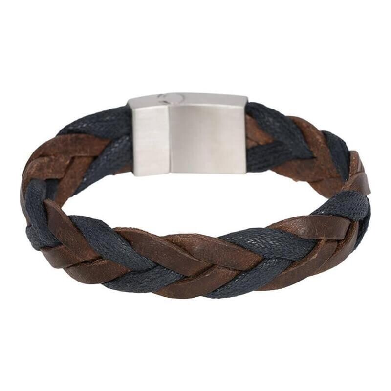 Lederen armband Brace bruin/blauw heren