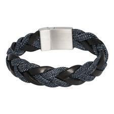 Lederen Brace armband heren zwart/jeans