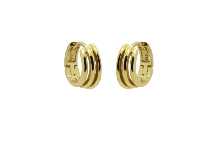 Plain Hinged Hoops Triple Row Goldplated
