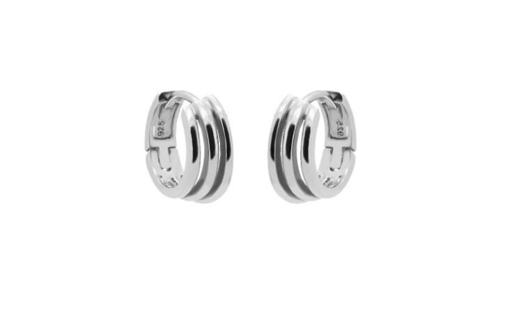 Plain Hinged Hoops Triple Row Silver Karma