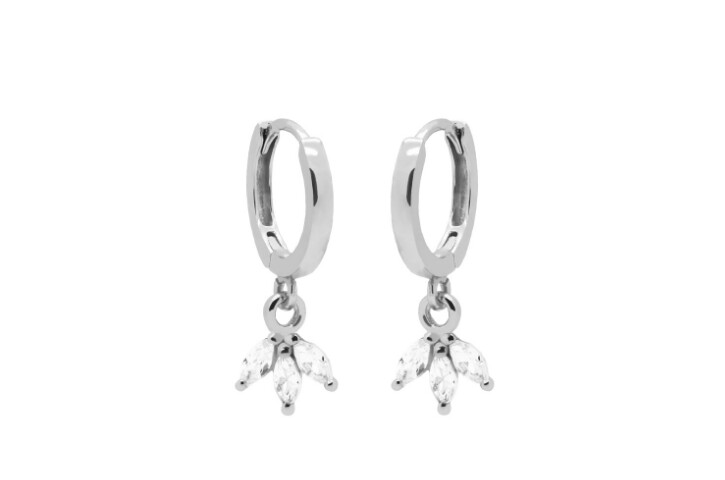 Hinged Hoops Symbols Triple Flower Silver Karma
