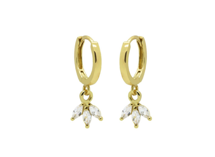 Hinged Hoops Symbols Triple Flower Goldplated