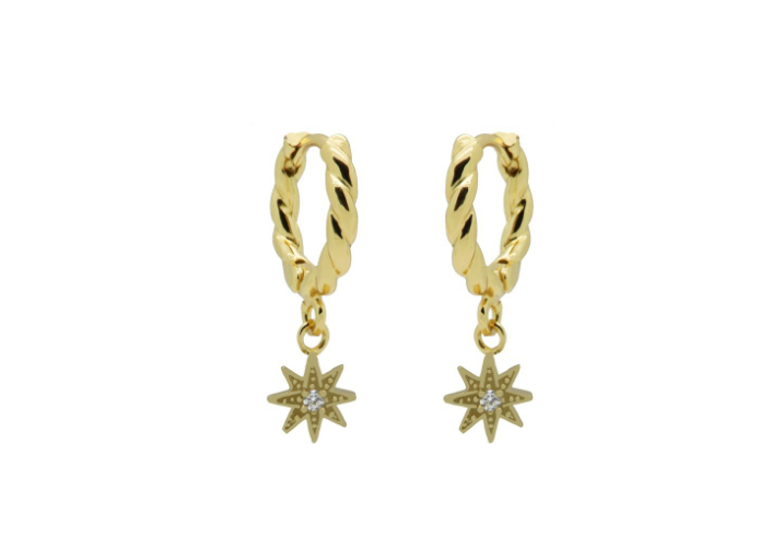 Hinged Twisted Hoops Symbols Morningstar Goldplated Karma