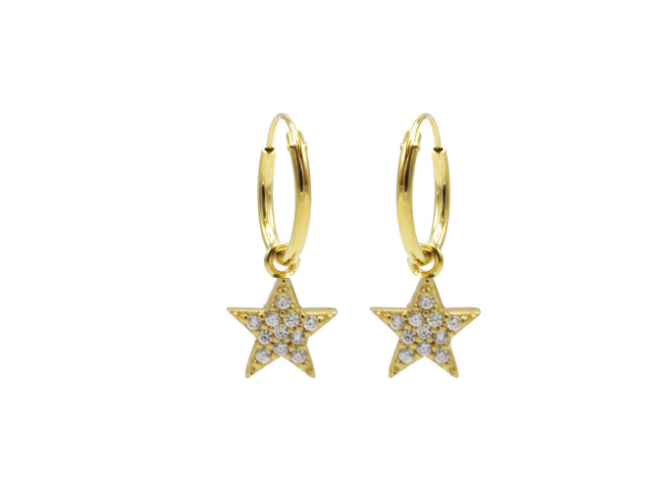 Hoops Symbols Zirconia Bright Star Goldplated Karma