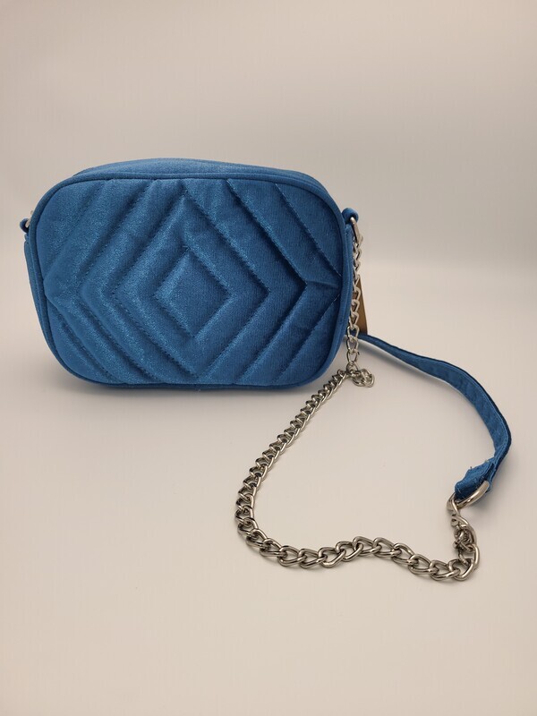 Crossbody tas blauw met ketting