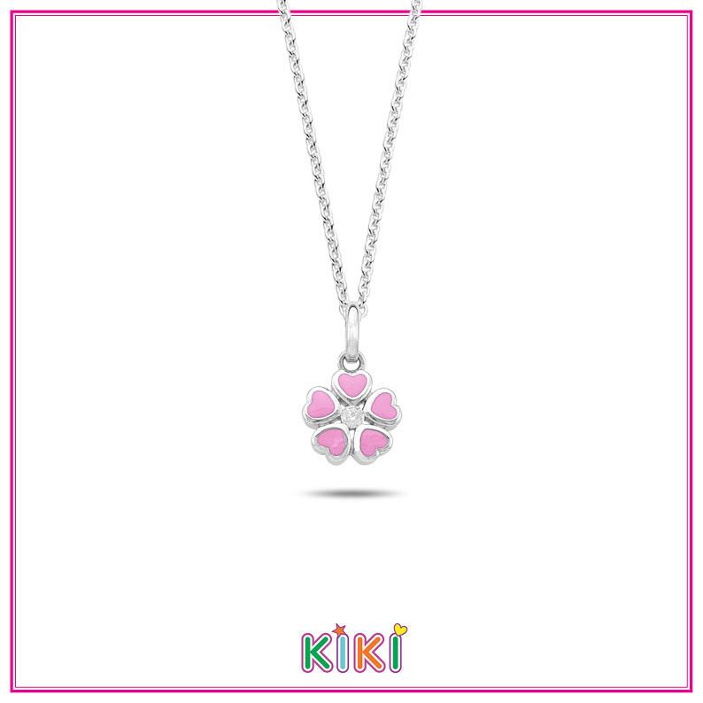 Kiki ketting klavertje vier roze