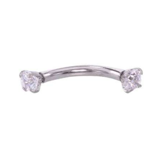 Rook/wenkbrauw piercing witte prong setting