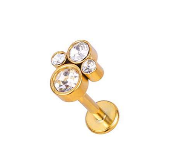 Labret 4 witte kristallen helix/tragus