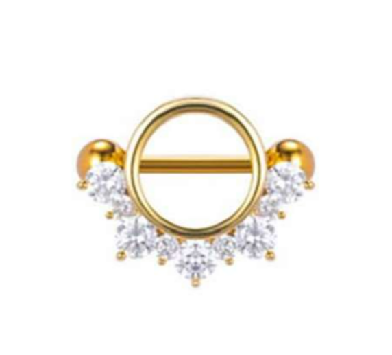 Tepel piercing rond motief met kristallen