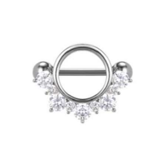 Tepel piercing rond motief met kristallen