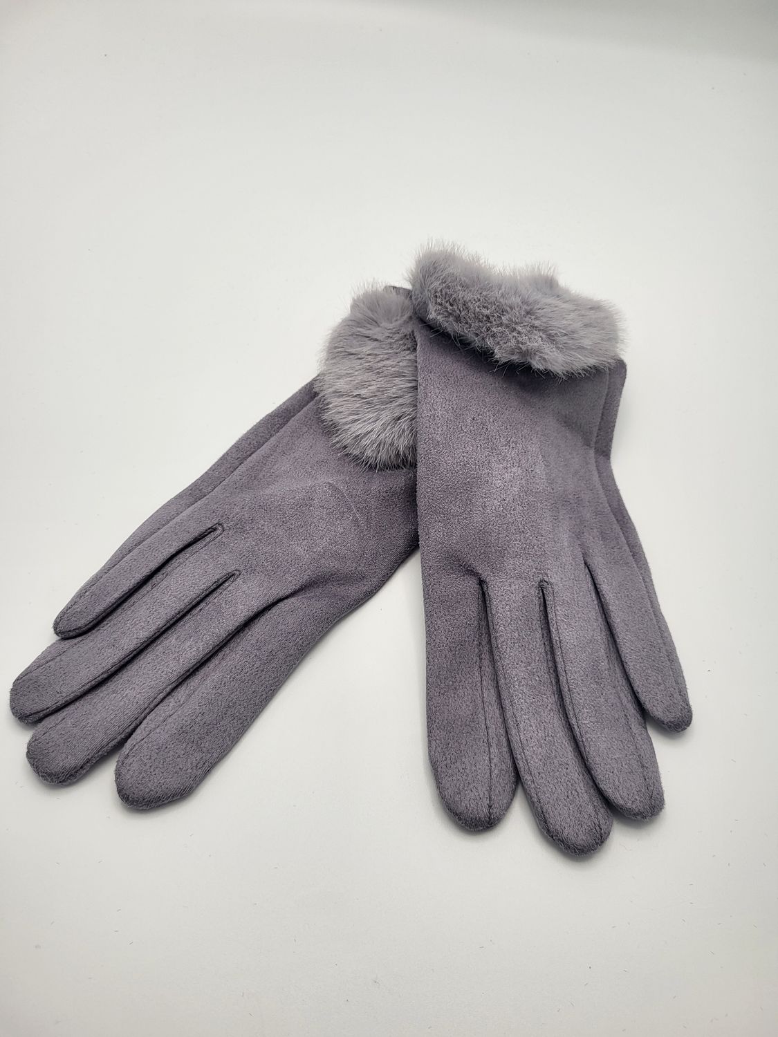 Grijze winterhandschoenen met bontje