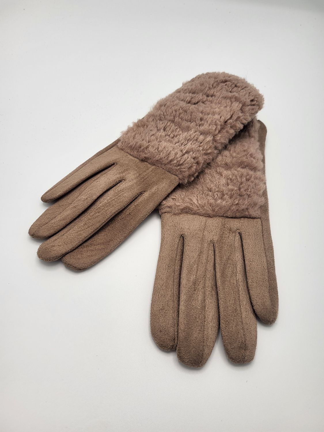 Winterhandschoen beige met bontje