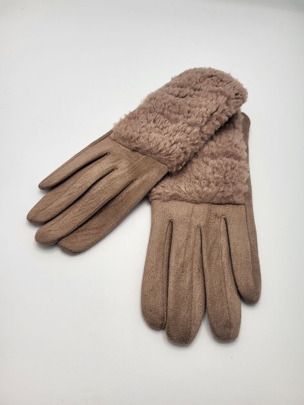 Winterhandschoen beige met bontje