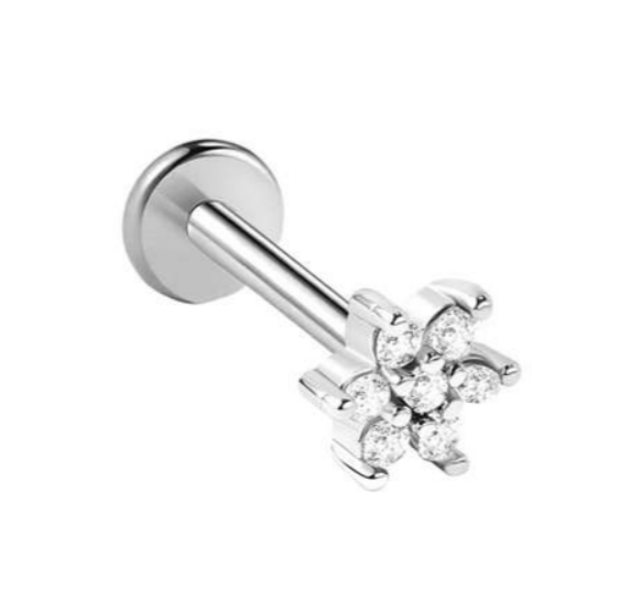 Labret/helix/tragus bloem motief