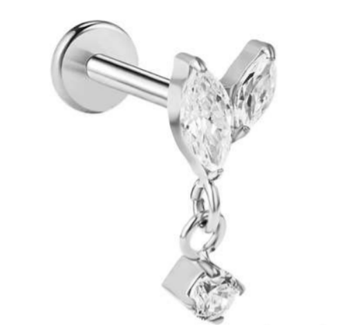 Titanium labret/helix/tragus met hanger