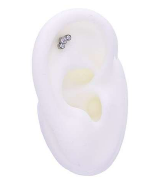 Titanium labret/helix/tragus met 3 kristallen