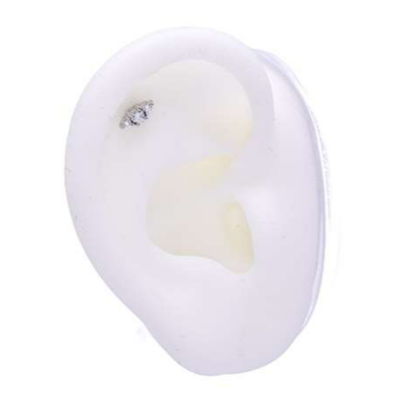 Labret/helix/tragus piercing met 3 witte kristallen
