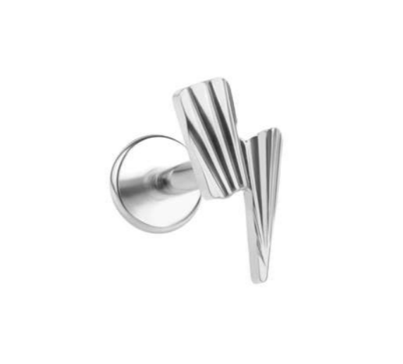 Titanium labret/helix/tragus piercing met bliksem