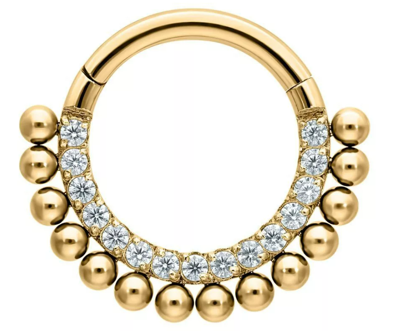 Segmentring/clicker bedekt met zirconia en balletjes Titanium
