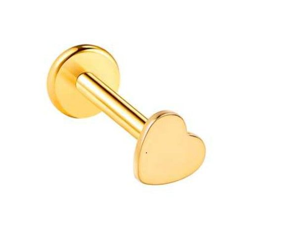 Labret helix/tragus/flat goud hart Titanium