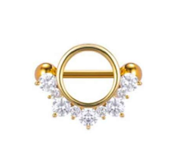 Tepel piercing rond motief met kristallen