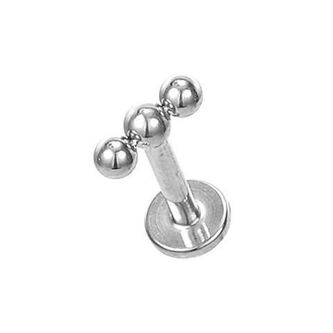 Labret/helix/tragus piercing met 3 bolletjes