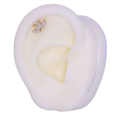 Helix/tragus piercing-goudkleurig motief met 4 kristallen