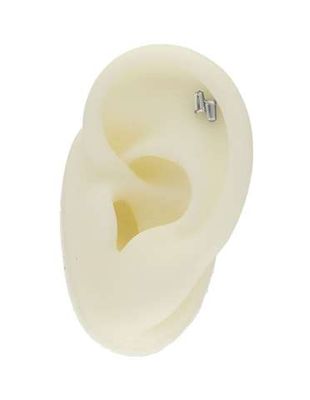 Labret/helix/tragus piercing met 2 witte kristallen
