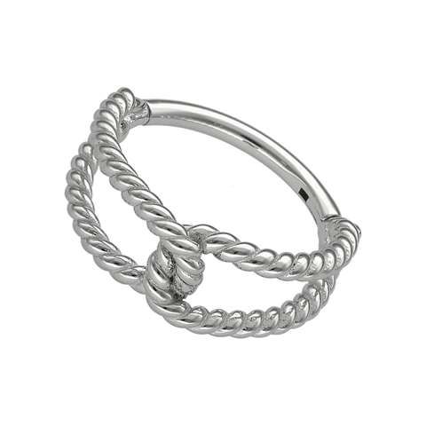 Segmentring/clicker in chirurgisch staal twisted met knoop
