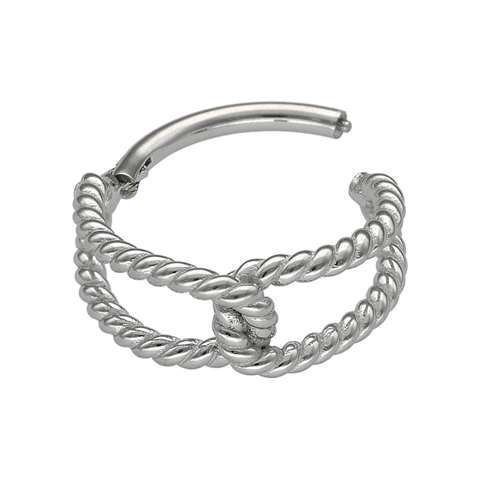 Segmentring/clicker in chirurgisch staal twisted met knoop