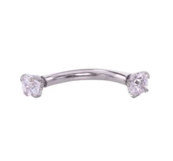 Rook/wenkbrauw piercing witte prong setting