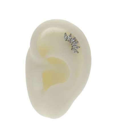 Helix/tragus piercing zilver in titanium met 6 kristallen