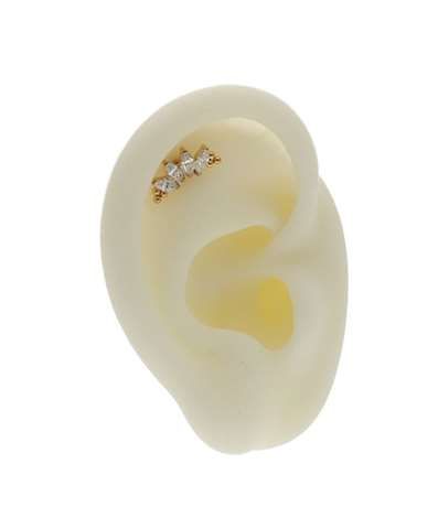 Labret/helix/tragus piercing in goud titanium motief met 4 witte kristallen