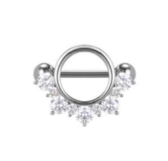 Tepel piercing rond motief met kristallen