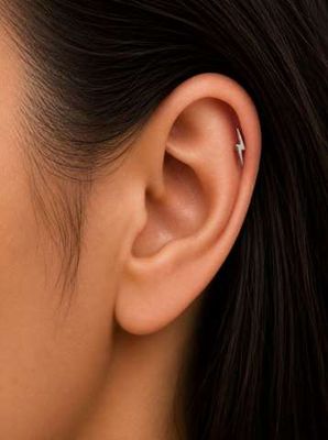 Labret/tragus/helix piercing zilver met bliksem