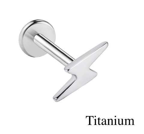 Labret/tragus/helix piercing zilver met bliksem