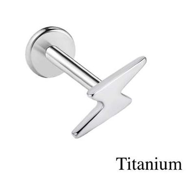 Labret/tragus/helix piercing zilver met bliksem