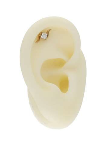 Labret/helix/flat piercing gouden lus met wit kristal