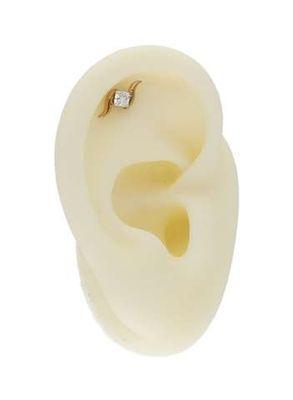 Labret/helix/flat piercing gouden lus met wit kristal