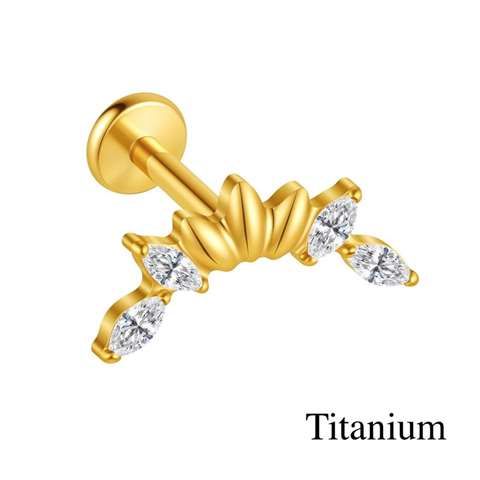 Labret/helix/tragus piercing in goud titanium met lussen