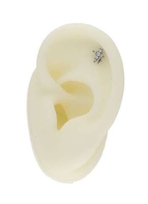 Helix/tragus piercing zilver in titanium kruis